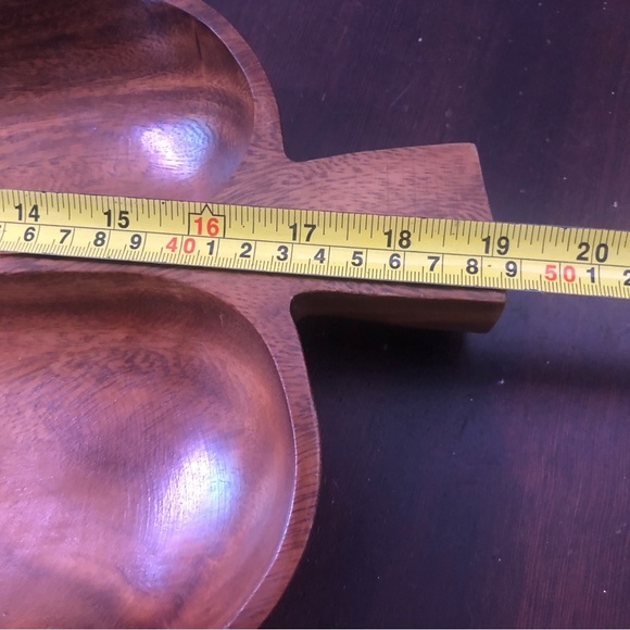- Vintage Large Monkey Pod Wood Leaf Shaped Serving Dish. 19” Long. Like N… - Picture 3 of 5